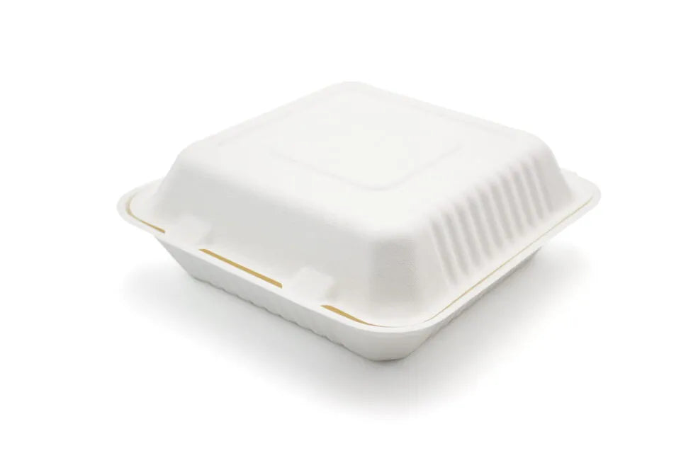 8" Bagasse Meal Box - Single Compartment