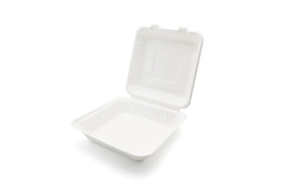 8" Bagasse Meal Box - Single Compartment