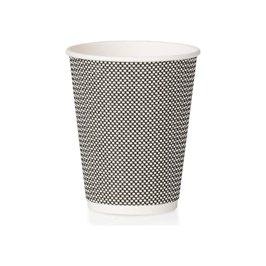 Ripple Wall Coffee Cups – 12oz (Black/Brown or Black/White)