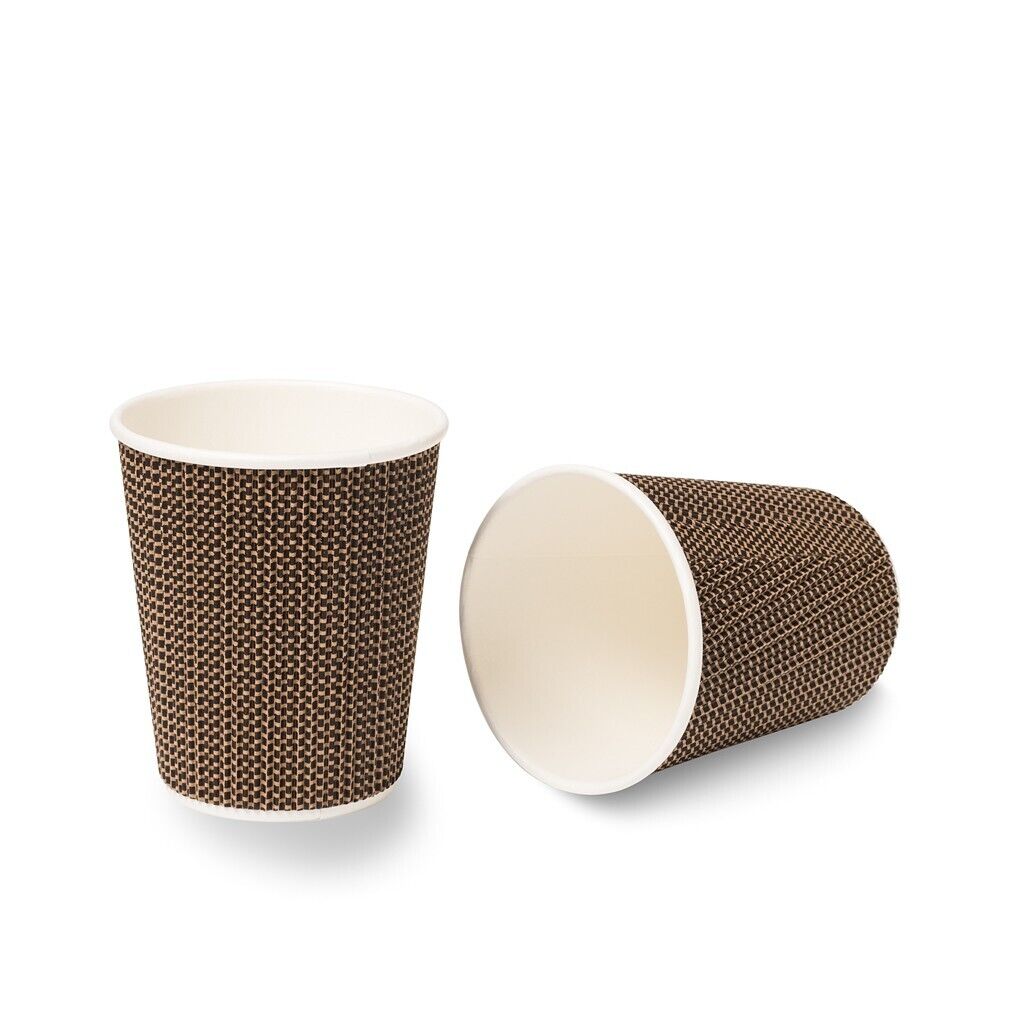 Ripple Wall Coffee Cups – 8oz (Black/Brown)
